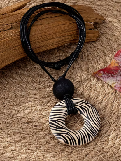 Zebra Print Adjustable Necklace