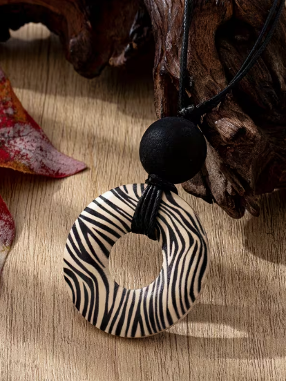 Zebra Print Adjustable Necklace