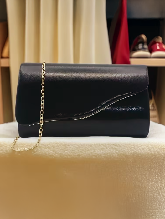 Sleek Curve Evening Bag in Black
