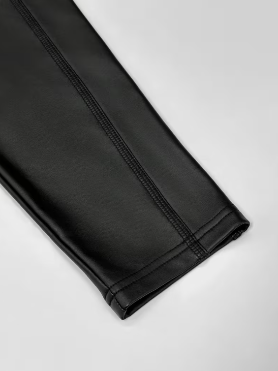 Midnight Faux Leather Plus Size Leggings with Pockets