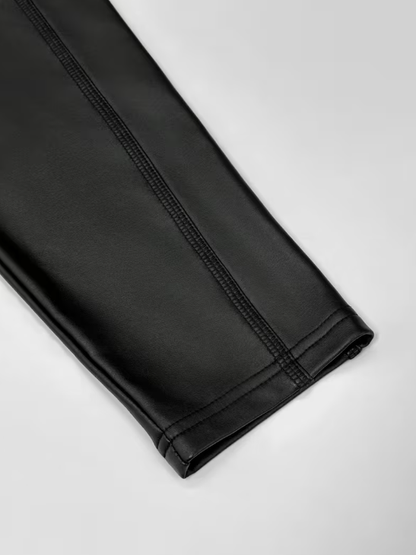 Midnight Faux Leather Plus Size Leggings with Pockets
