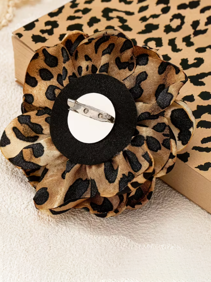 Leopard Floral Brooch