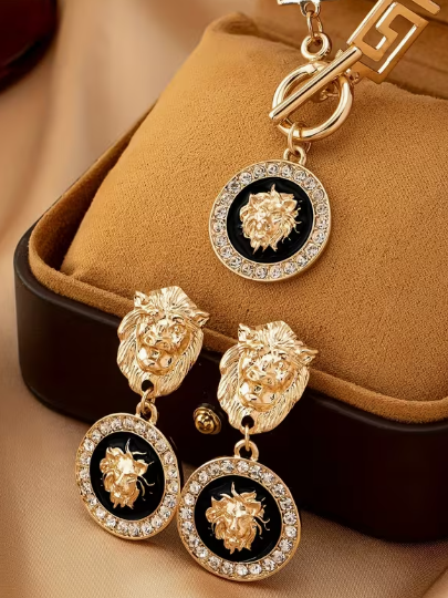 Lion Necklace and Earring Set