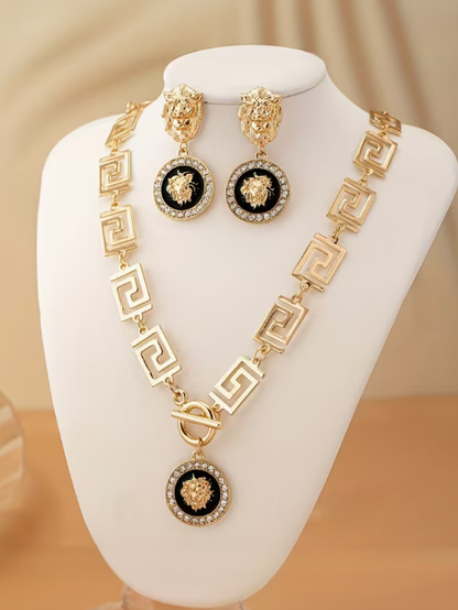 Lion Necklace and Earring Set