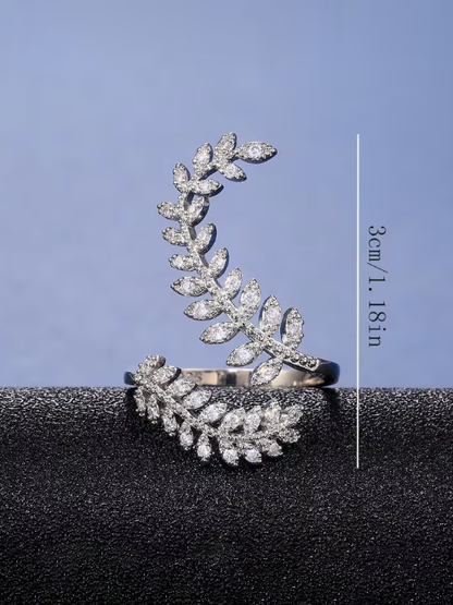 Crystal Leaf Ring
