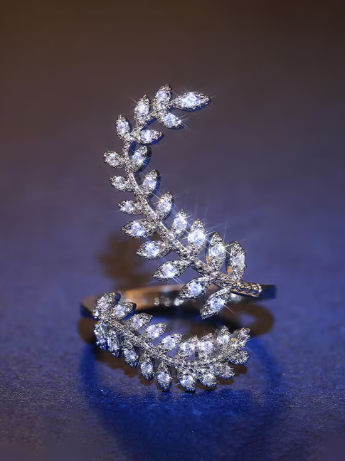 Crystal Leaf Ring