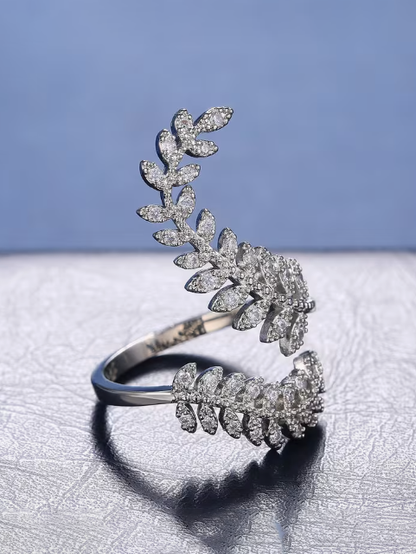Crystal Leaf Ring