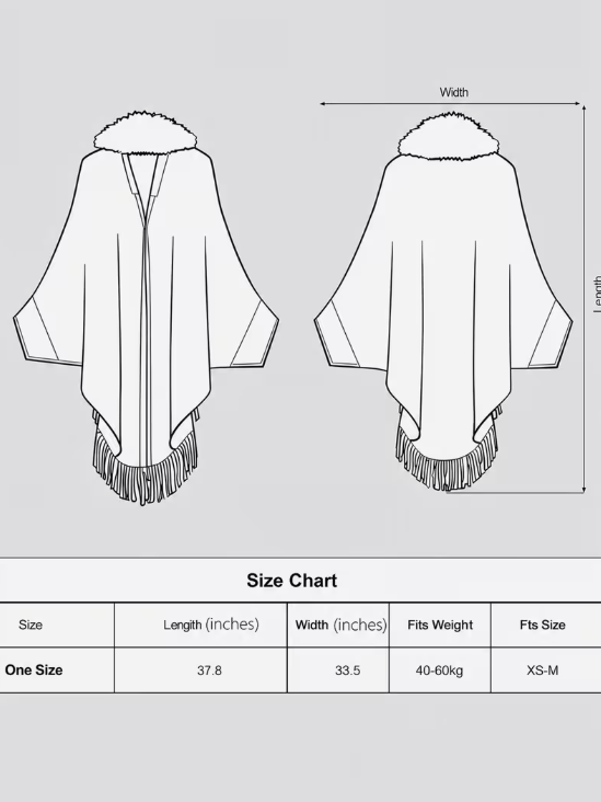 Cape with Fur Trim in Green or Khaki