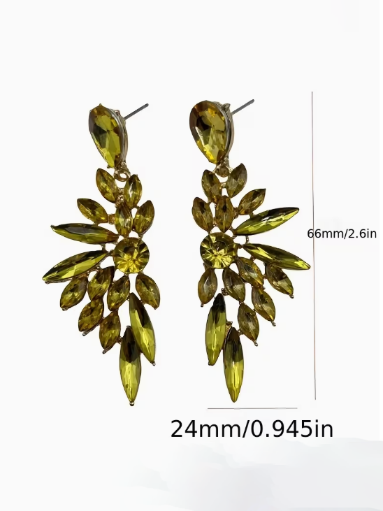Crystal Olive Statement Earrings