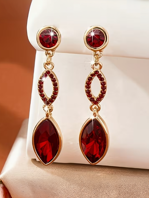 Ruby Red Drop Earrings