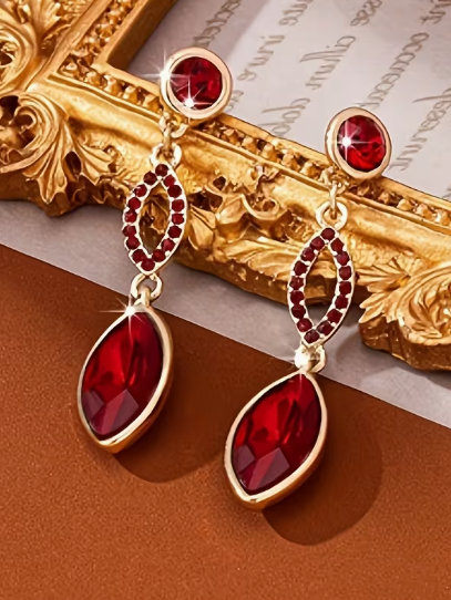 Ruby Red Drop Earrings
