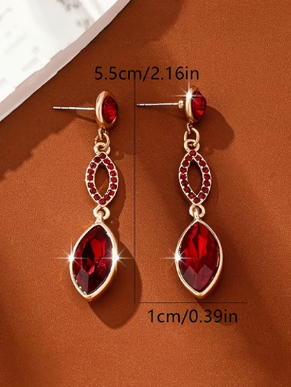Ruby Red Drop Earrings