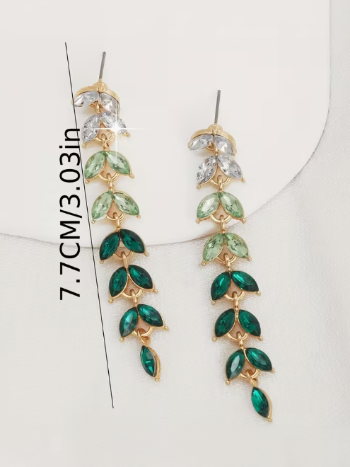 Layered Crystal Leaf Earrings