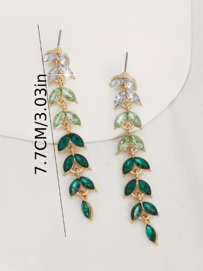Layered Crystal Leaf Earrings