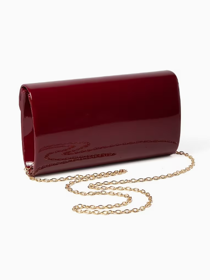 Sleek Curve Evening Bag in Burgundy