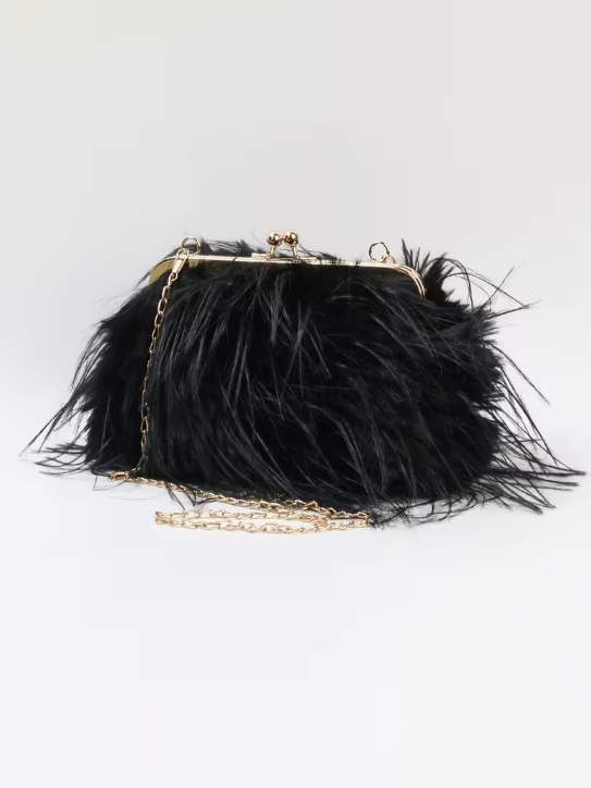 Faux Fur Bag in Black