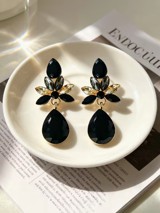 Midnight Crystal Dangle Earrings
