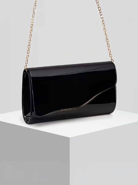 Sleek Curve Evening Bag in Black