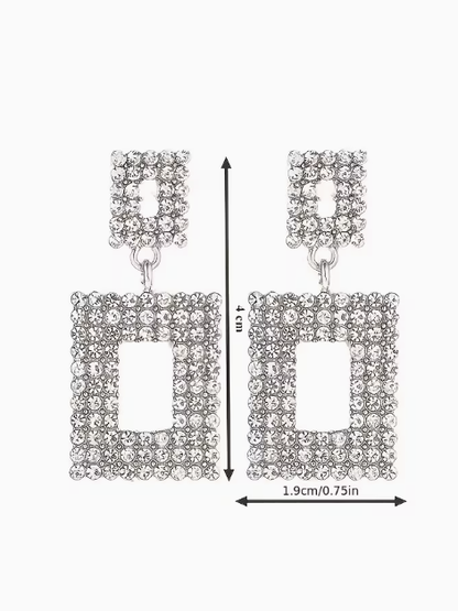 Rhinestone Square Earrings