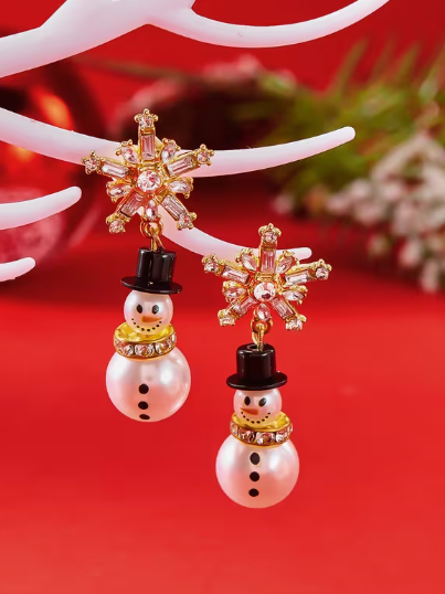Snowflake & Snowman Earrings