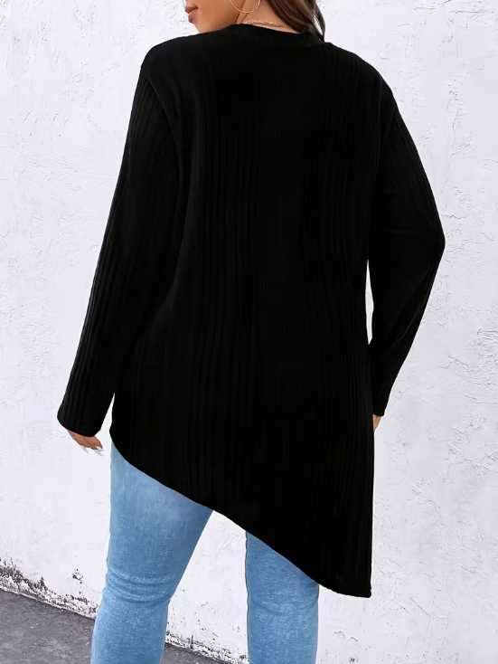 Stef Asymmetrical Pearl Detail Plus Size Top