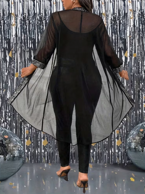 Noemi Sheer Glitter Plus Size Kimono