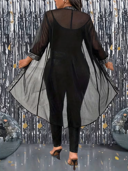 Noemi Sheer Glitter Plus Size Kimono