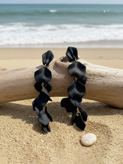 Exaggerated Long Petal Tassel Earrings