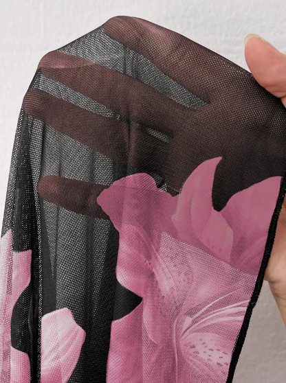 Bloom Floral Overlay Top in Black and Pink