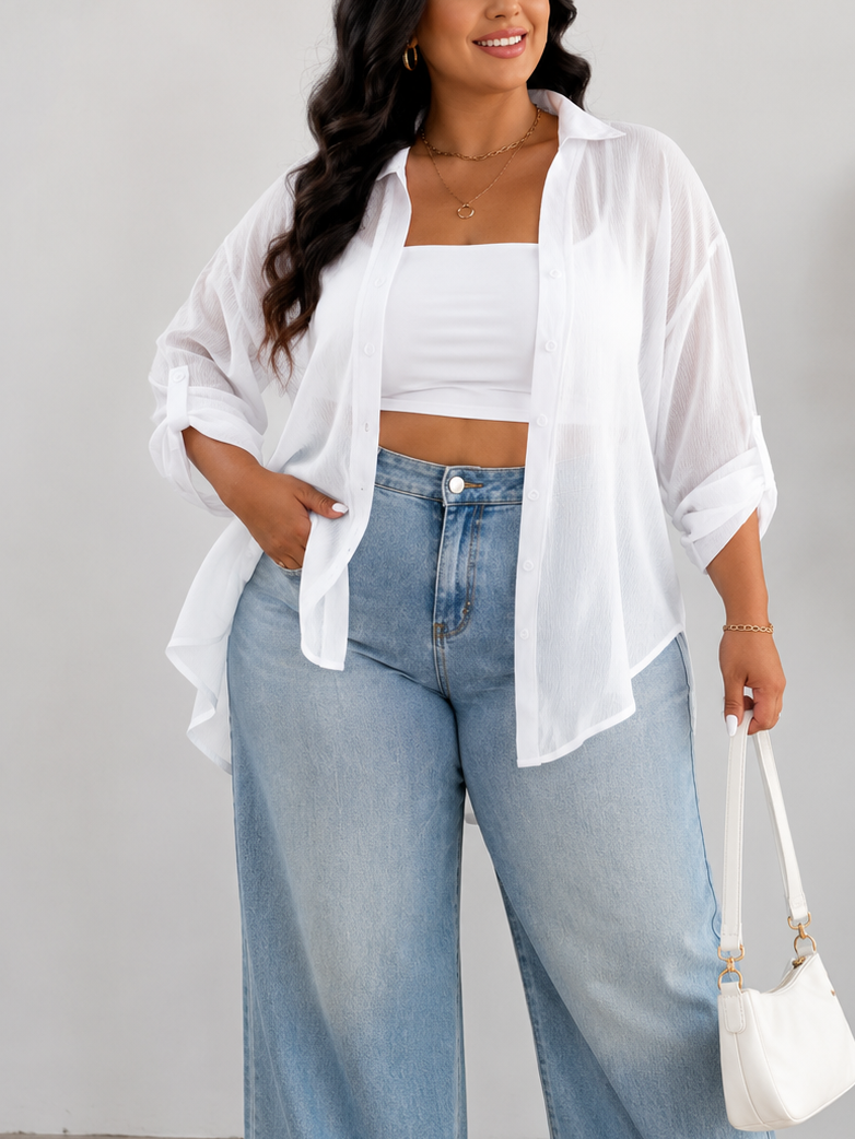 Simone Button Down Plus Size Blouse
