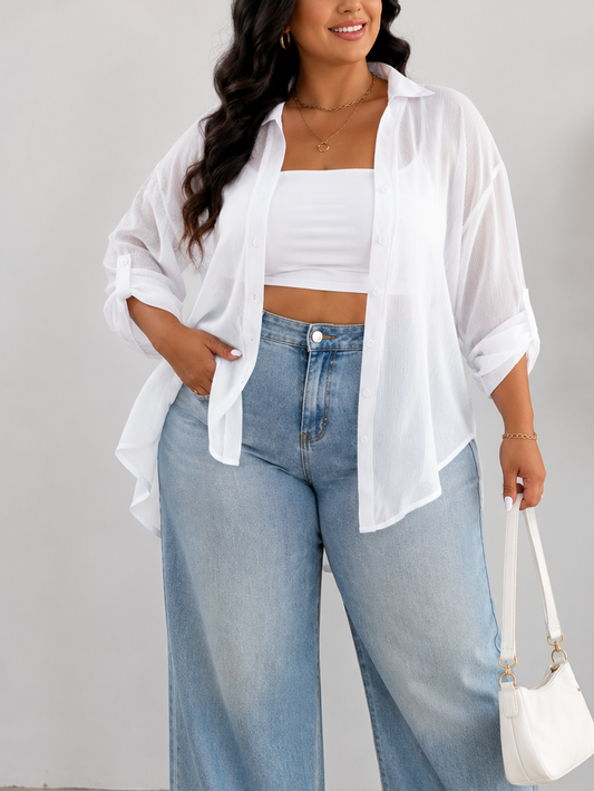 Simone Button Down Plus Size Blouse