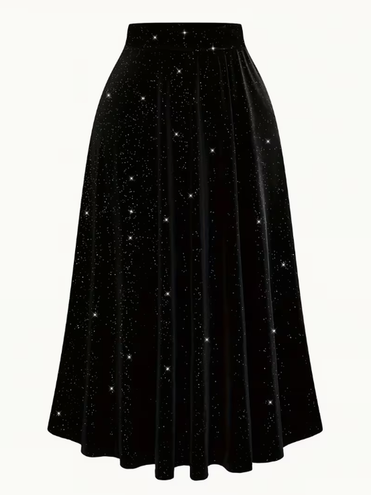 Simone Sparkling Velvet Plus Size Skirt, plus size skirt, front view
