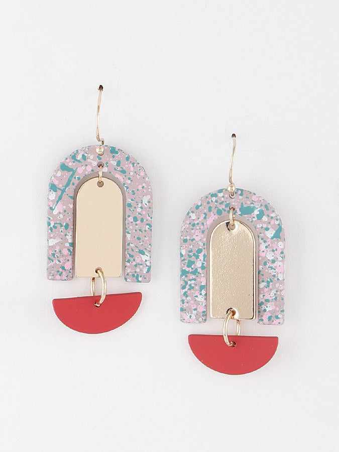 Splatter Arch Earrings, earrings, front view