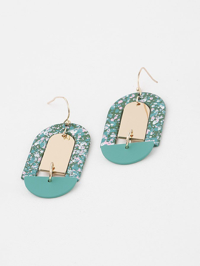 Splatter Arch Earrings, earrings, styled view