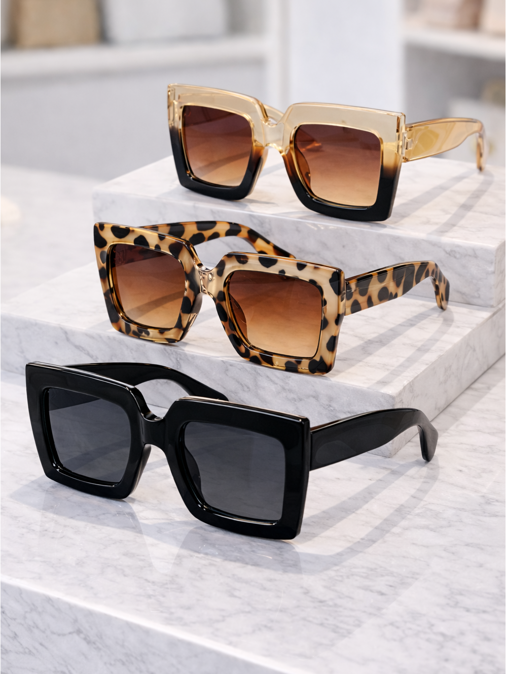 Statement Oversized Square Sunglasses, sunglasses, styled view