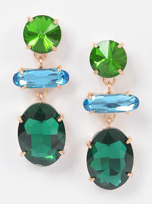Stone Gem Earrings, earrings, front view