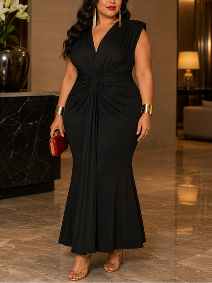 Tania V-Neck Plus Size Mermaid Dress