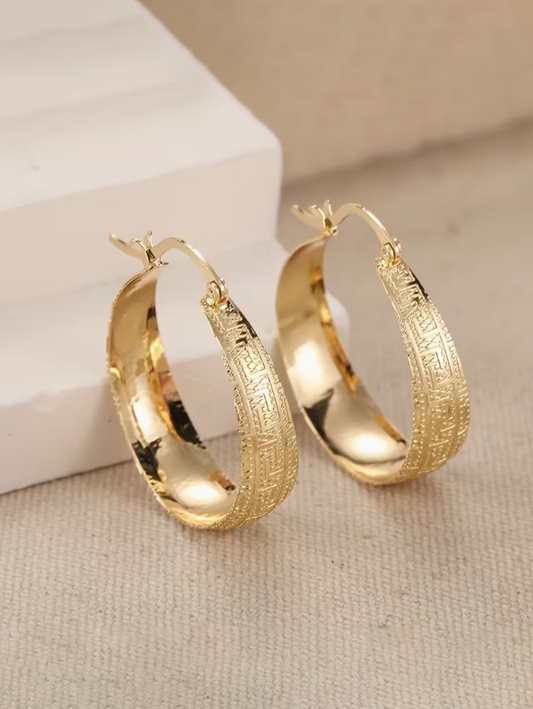 Textured Hoop Earrings, earrings, front view