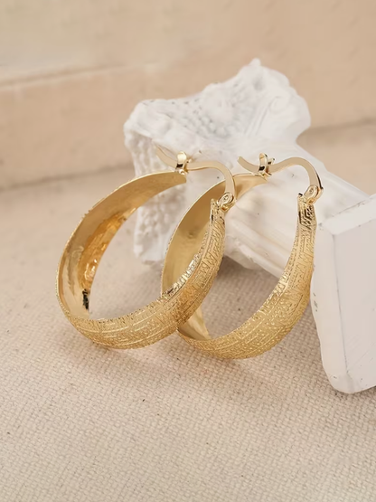 Textured Hoop Earrings, earrings, alternate view