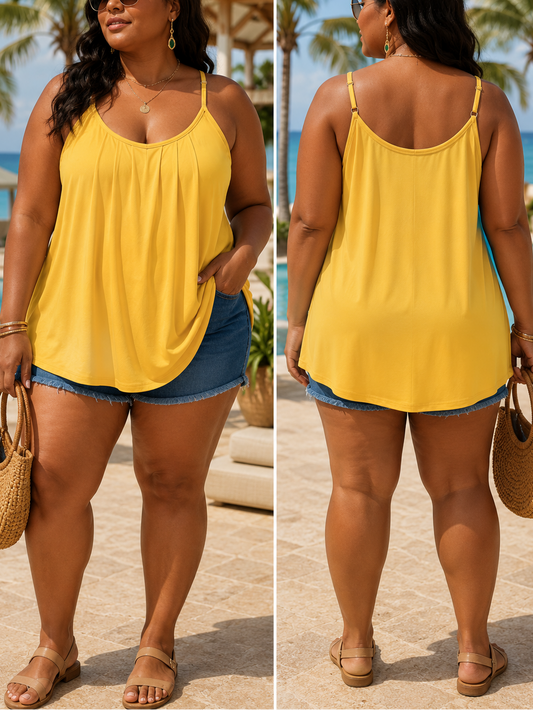 The Perfect Scoop Neck Plus Size Tank in Yellow