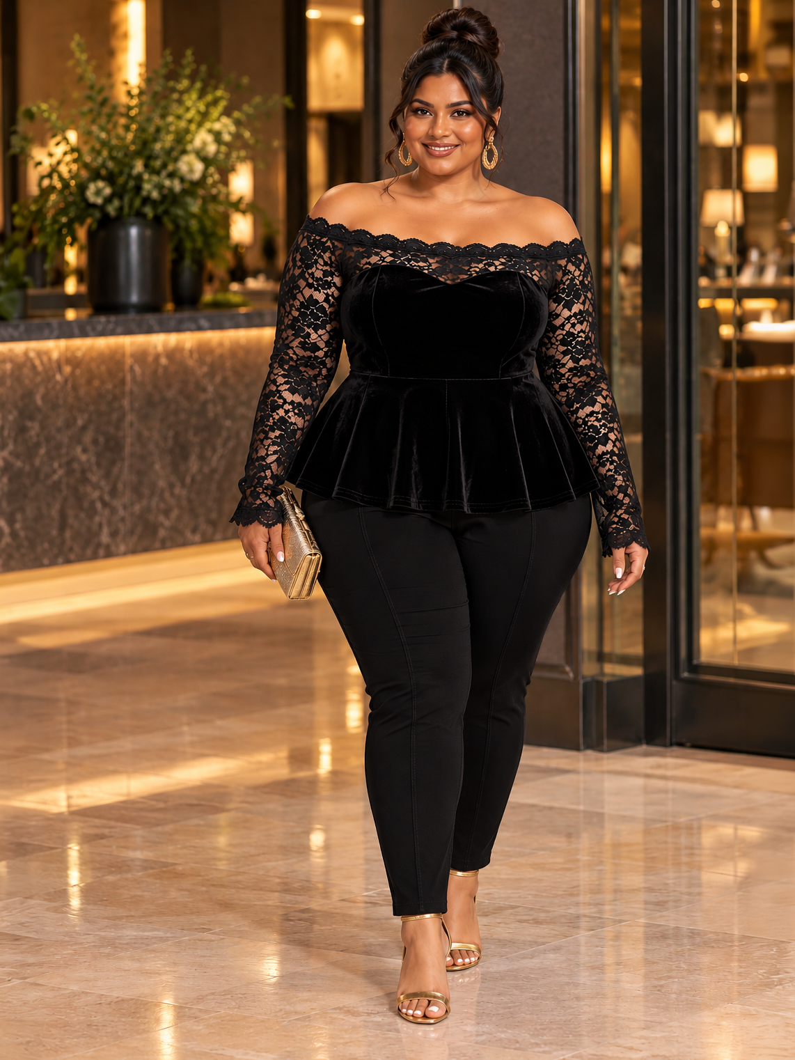 Victoria Lace & Velvet Plus Size Top