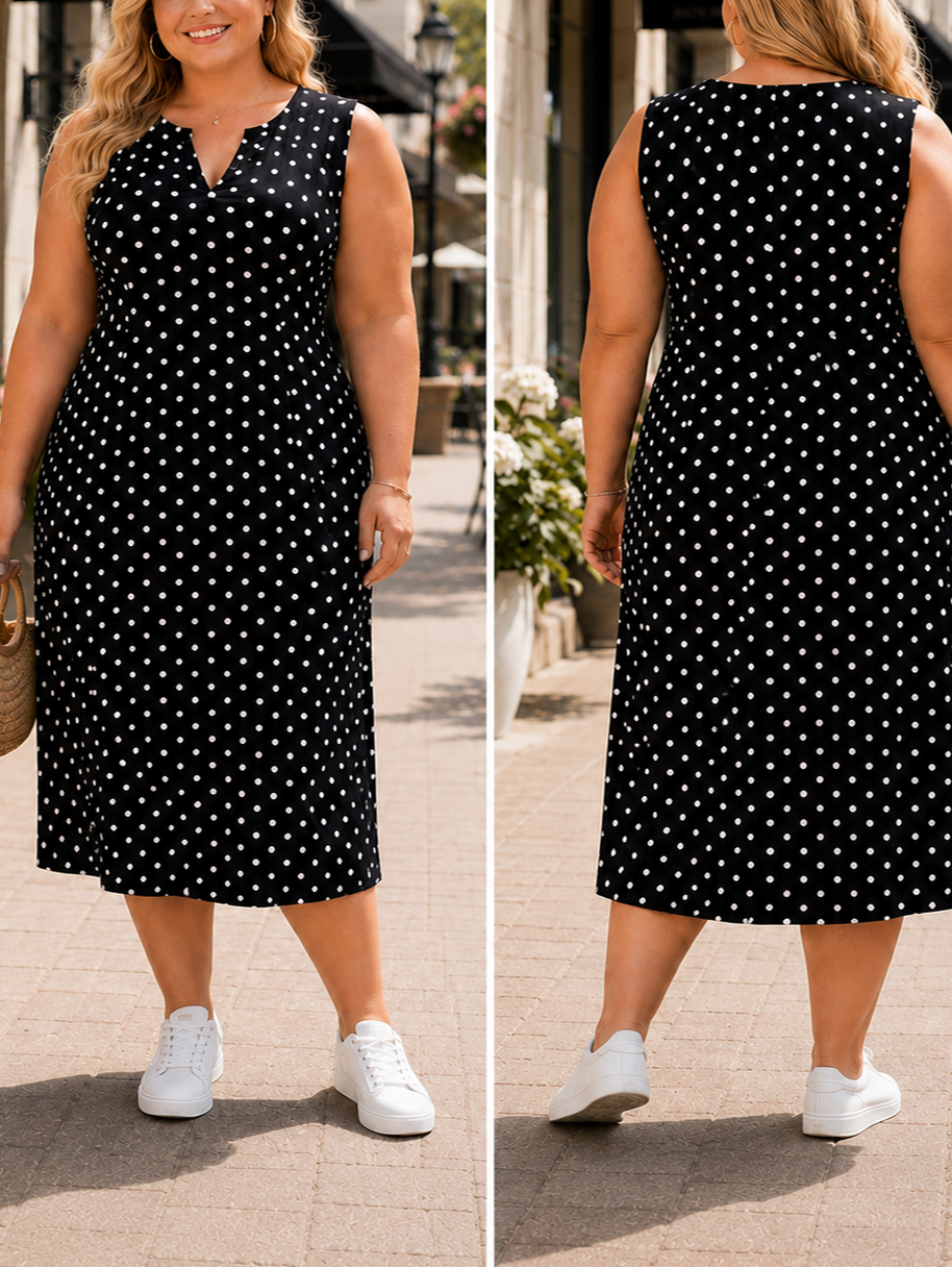 Victoria Polka-Dot Plus Size Dress