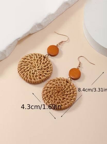 Vintage Rattan Woven Earrings