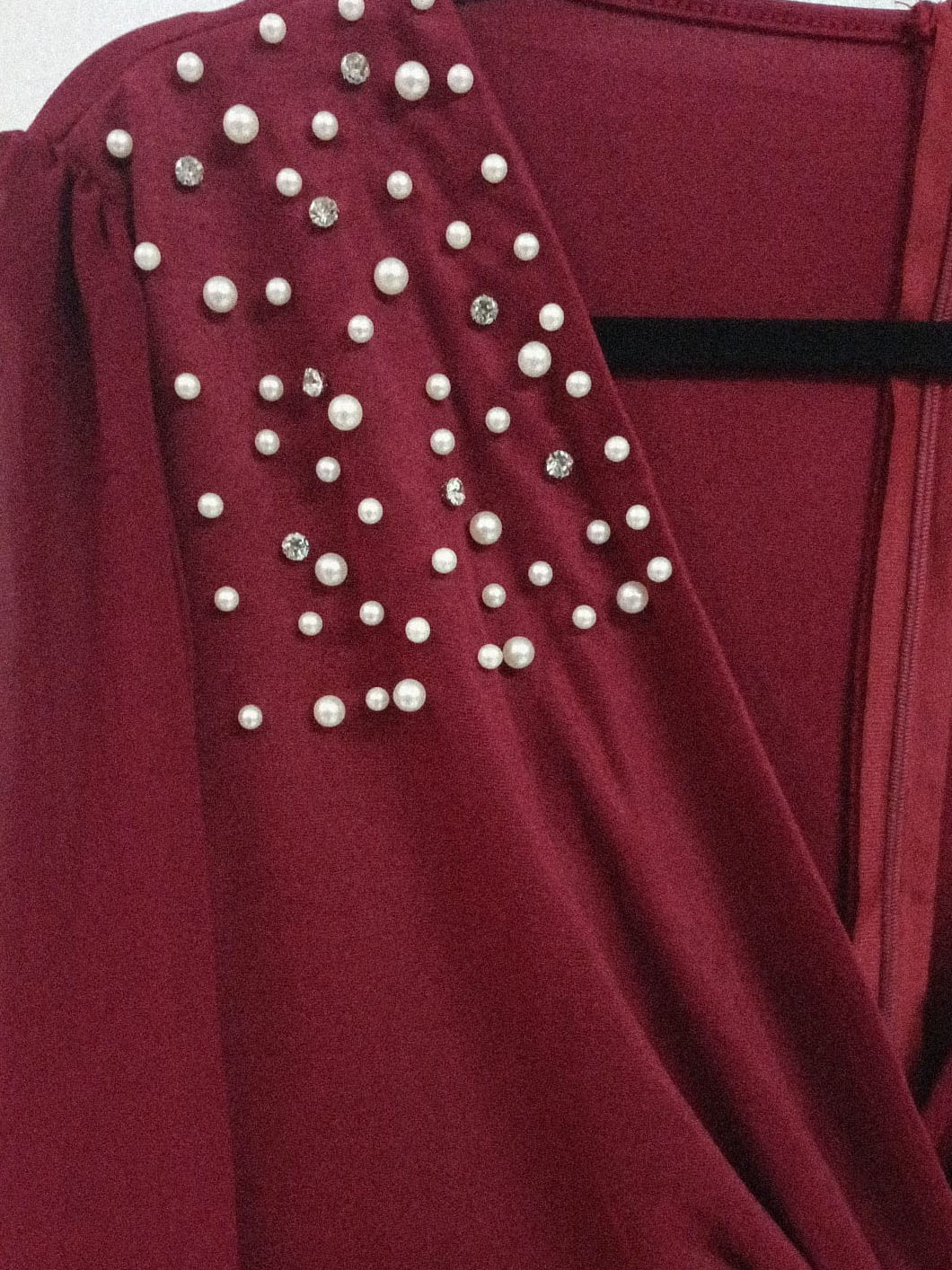 Ciara Pearl Embellished Plus Size Maxi Dress