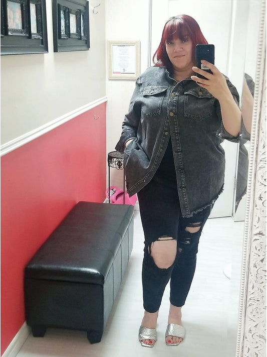 Elowen Denim Plus Size Shacket