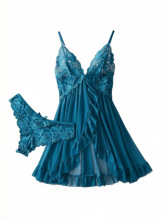 Turquoise Tease Plus Size Lingerie Set