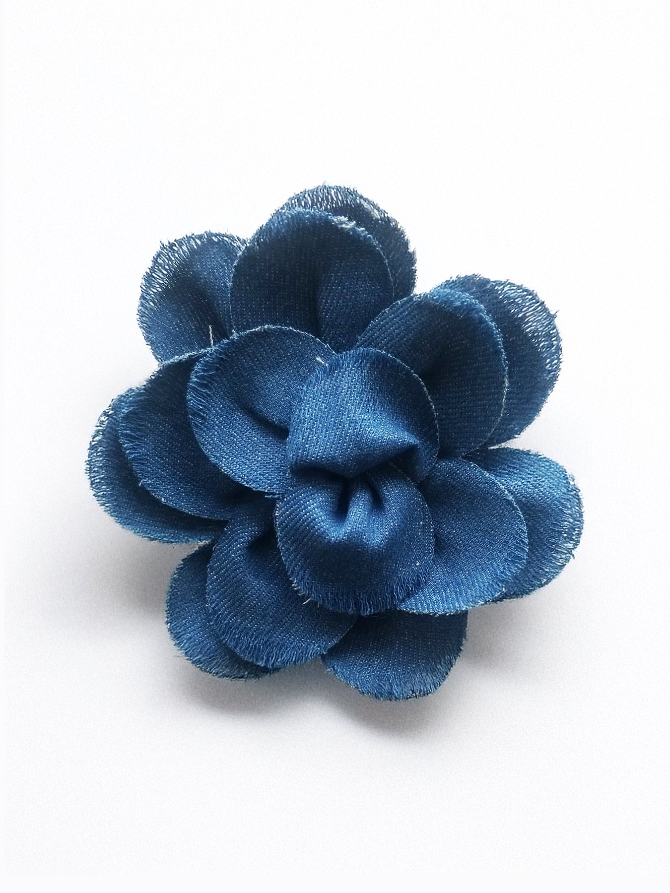 Distressed Denim Floral Brooch