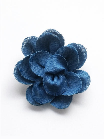 Distressed Denim Floral Brooch