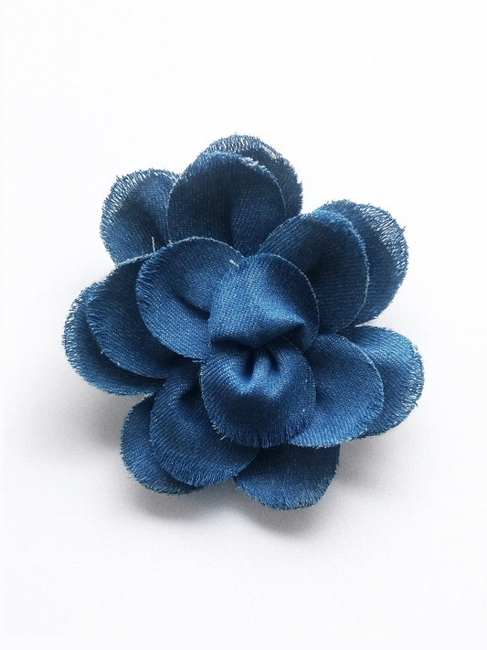 Distressed Denim Floral Brooch