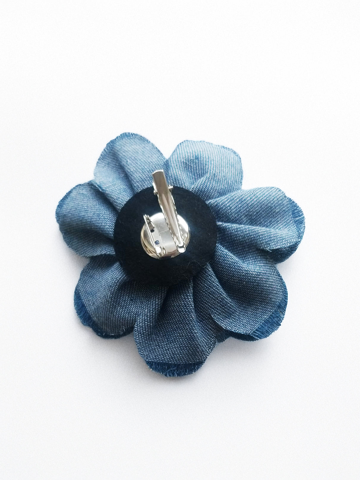 Distressed Denim Floral Brooch